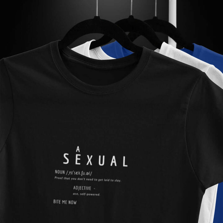 Asexual Definitions Black Tee - Bite Me Now