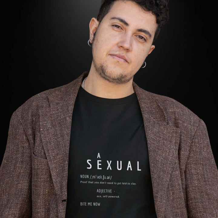 Asexual Definitions Black Tee - Bite Me Now