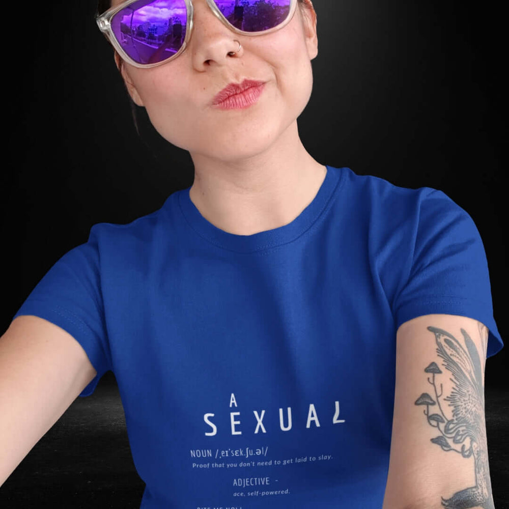 Asexual Definitions Blue Tee - Bite Me Now