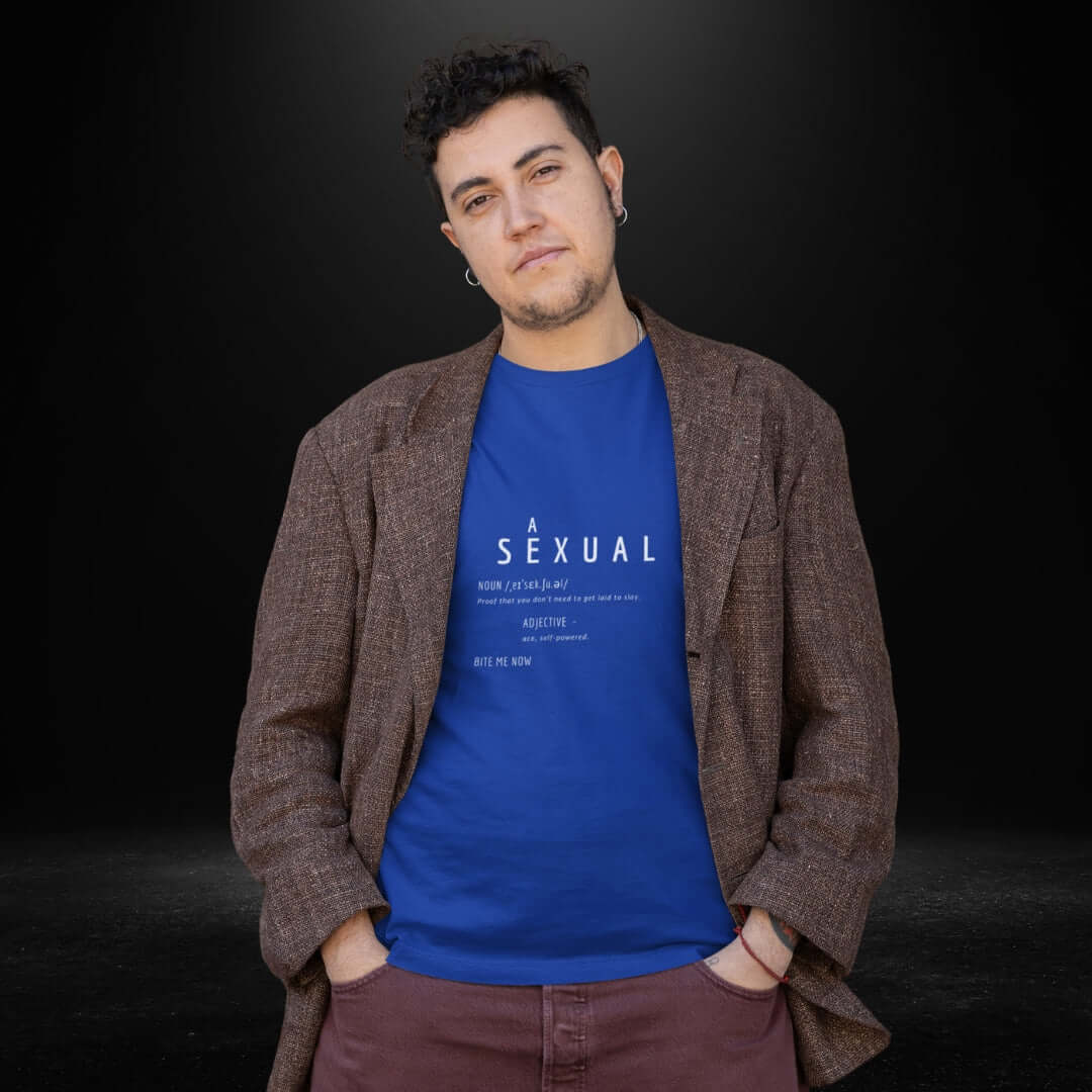 Asexual Definitions Blue Tee - Bite Me Now