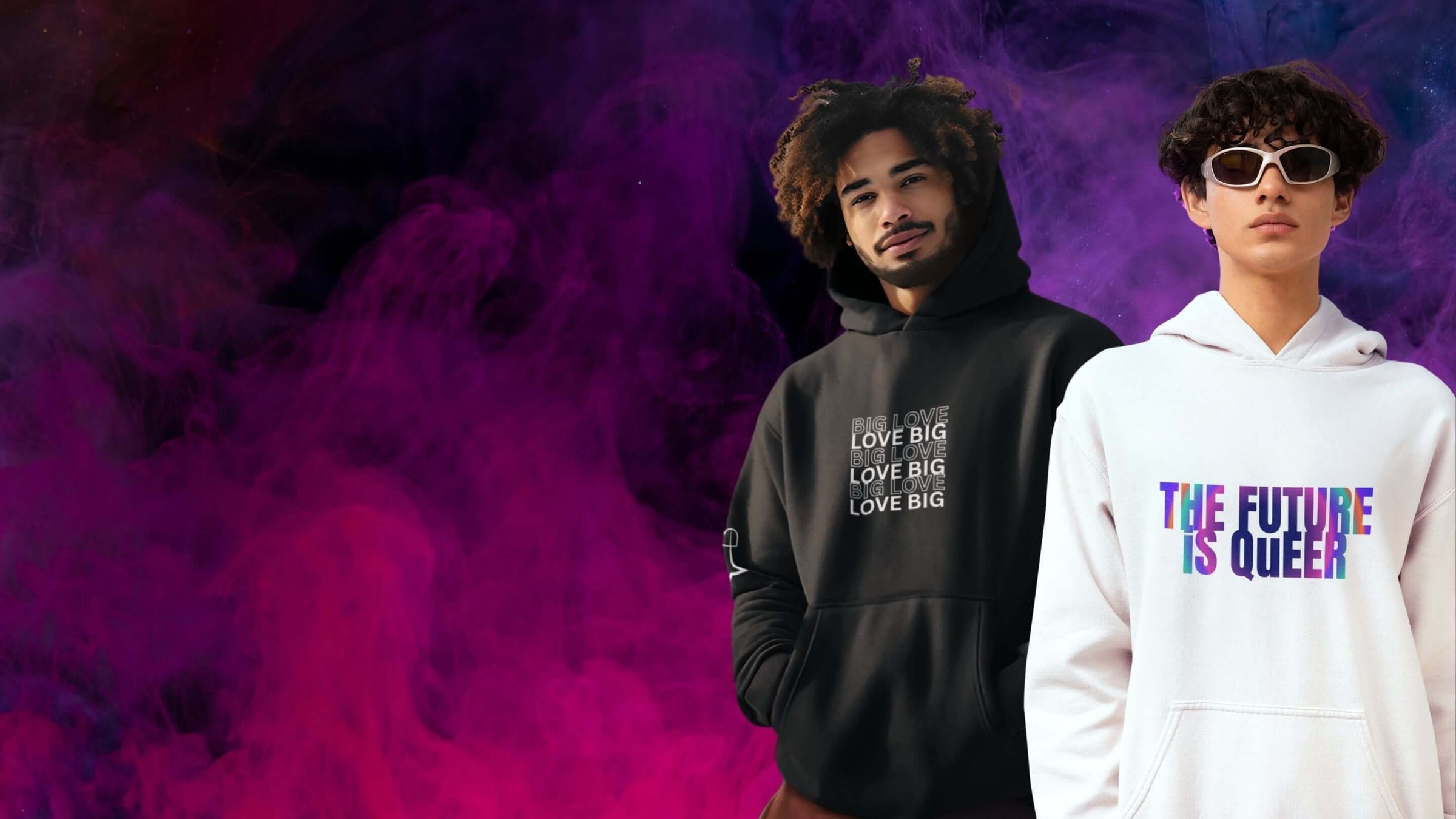 Big Love Black Hoodie + The Future is Queer White Hoodie - Bite Me Now