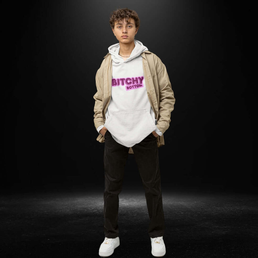 Bitchy Bottom White Hoodie 