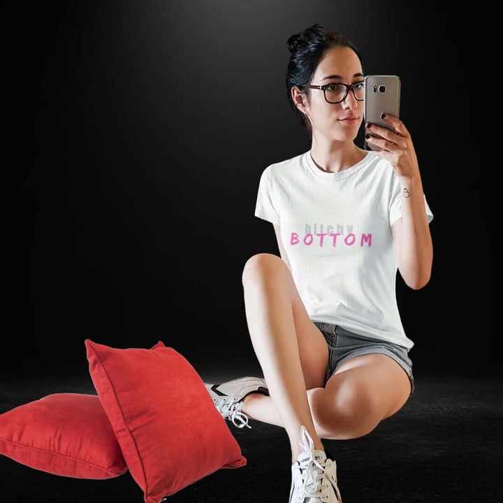Bitchy Bottom White Tee - Bite Me Now