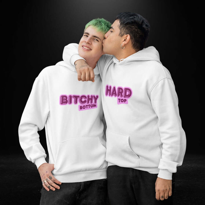 Hard Top + Bitchy Bottom White Hoodie 