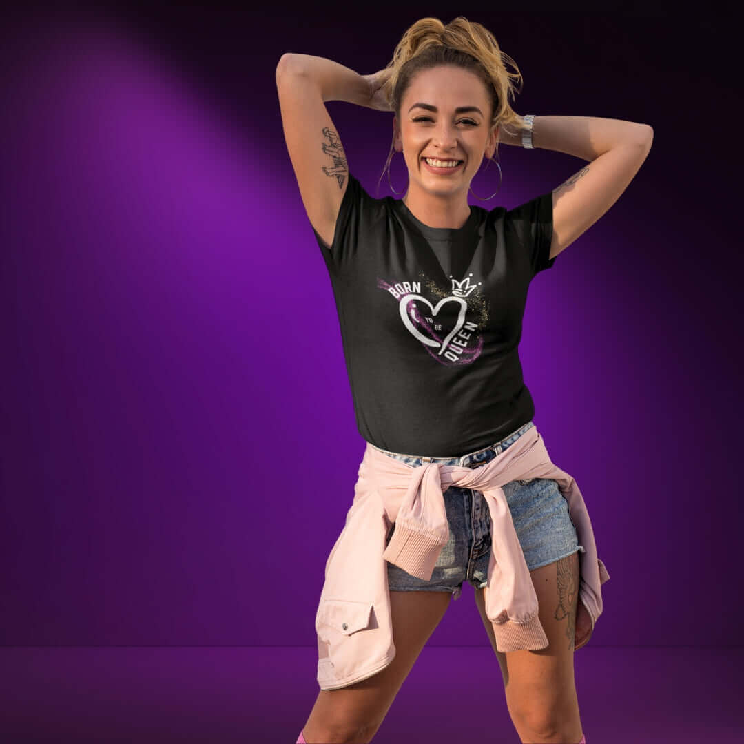 Born To Be Queen Black Tee - Bite Me Now 