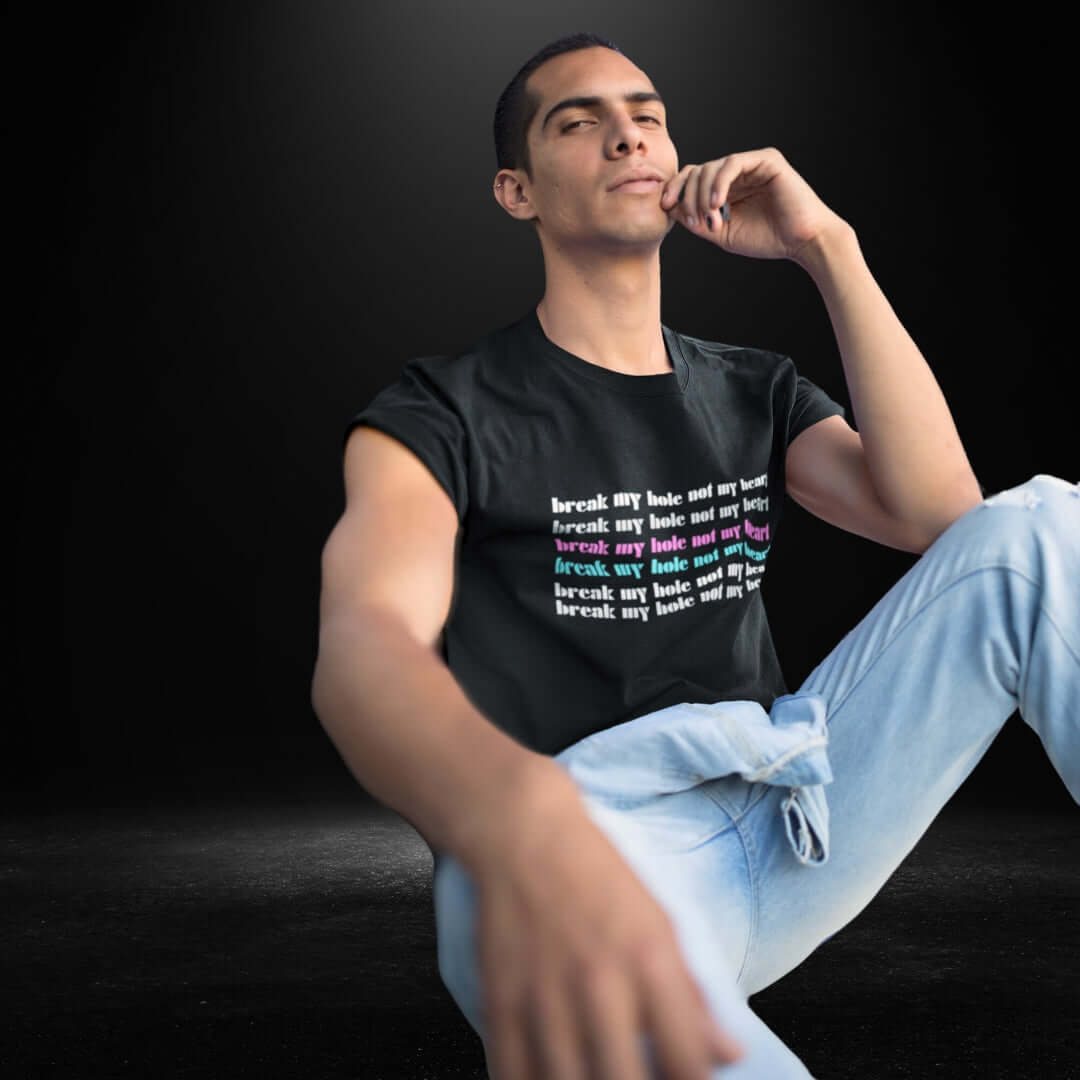 Break My Hole, Not my Heart Black Tee - Bite Me Now