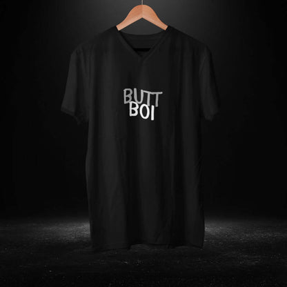 Butt Boi Black V Neck Tee - Bite Me Harder