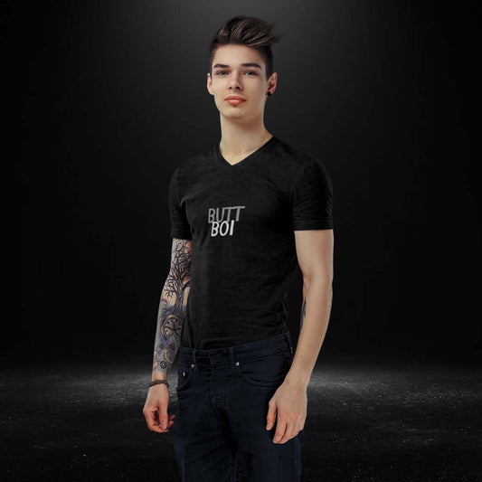 Butt Boi Black V Neck Tee - Bite Me Harder