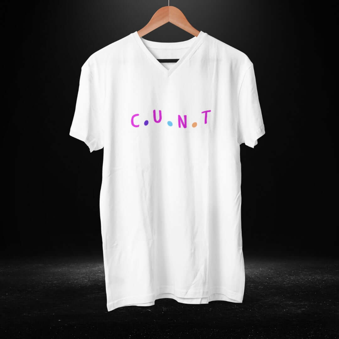 Cunt White V Neck Tee - Bite Me Harder