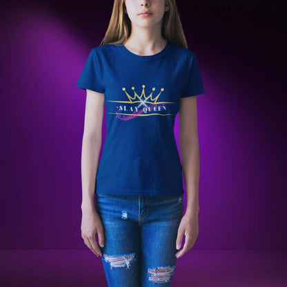 Crowned Slay Queen Navy Tee - Bite Me Now