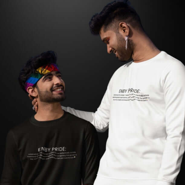 ENBY Pride Black + White Long Sleeve Tee