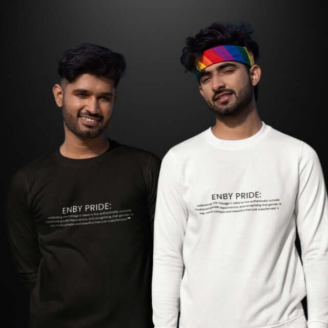 ENBY Pride Black + White Long Sleeve Tee