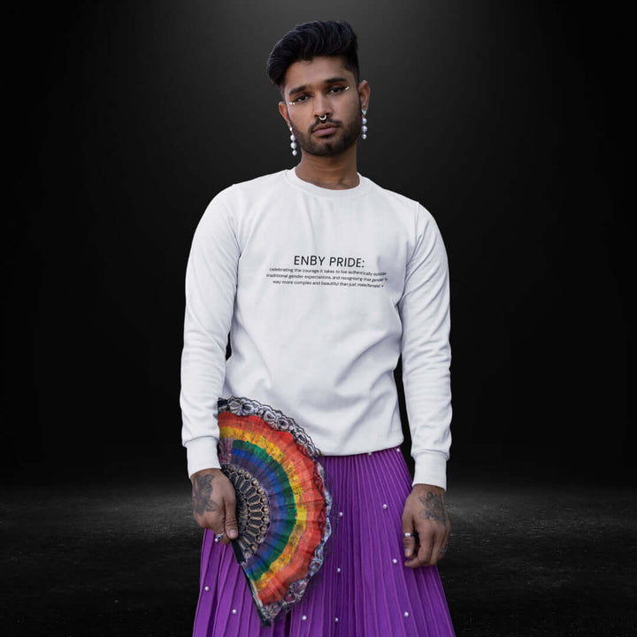 ENBY Pride White Long Sleeve Tee
