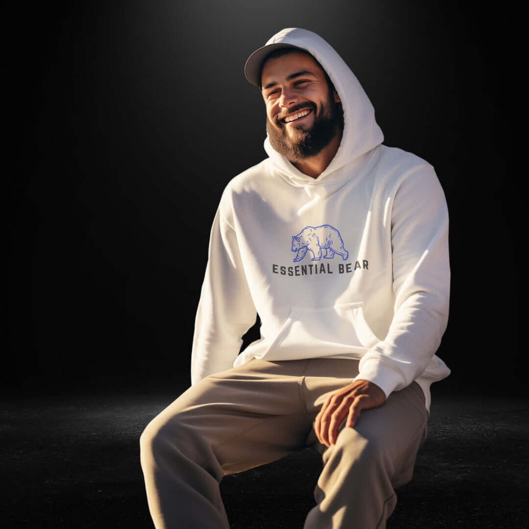 Essential Bear White Hoodie - Bite Me Now