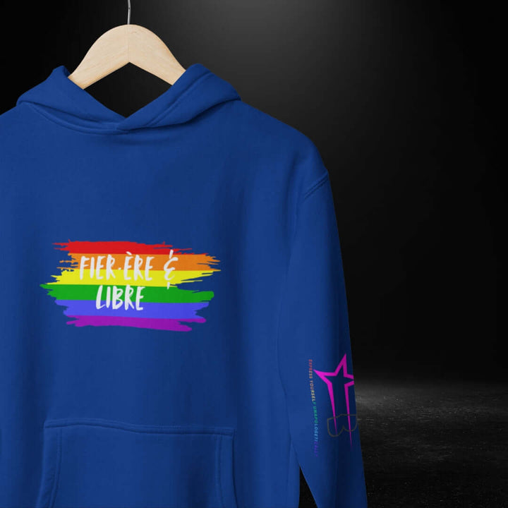 FIER·ÈRE & LIBRE (French) Pride Blue Hoodie