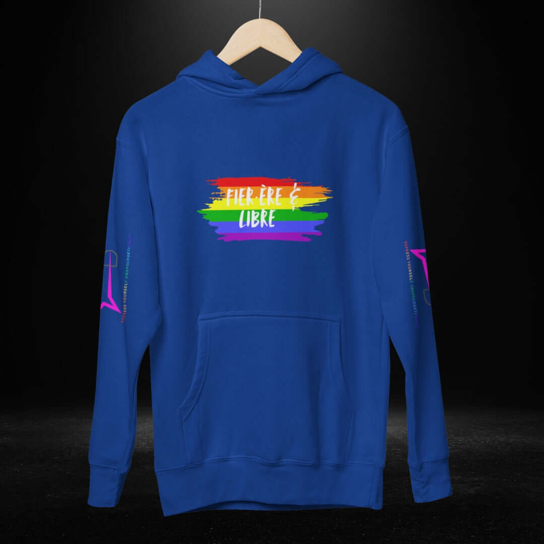 FIER·ÈRE & LIBRE (French) Pride Blue Hoodie
