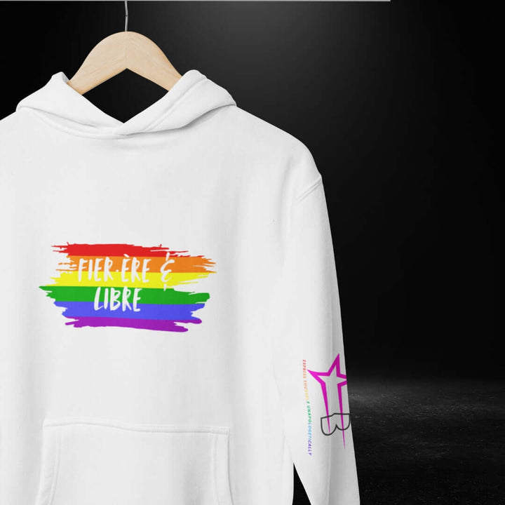 FIER·ÈRE & LIBRE (French) Pride White Hoodie