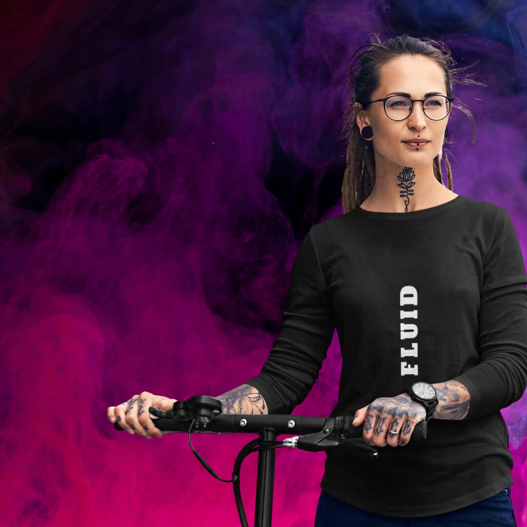 FLUID Long Sleeve Black Tee
