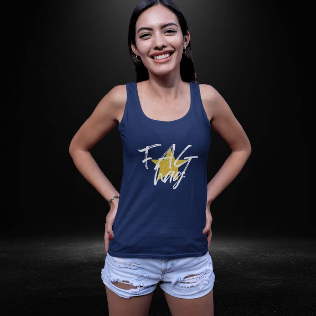 Fag Hag UNISEX Navy Singlet