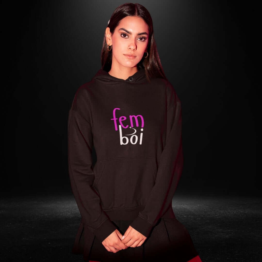 Fem Boi Black Hoodie - Bite Me Now