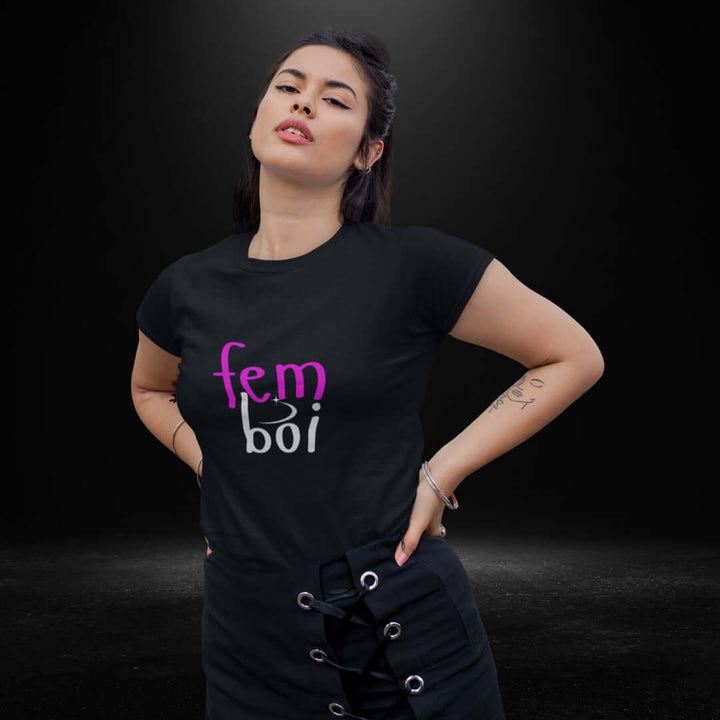 Fem Boi Black Tee - Bite Me Now