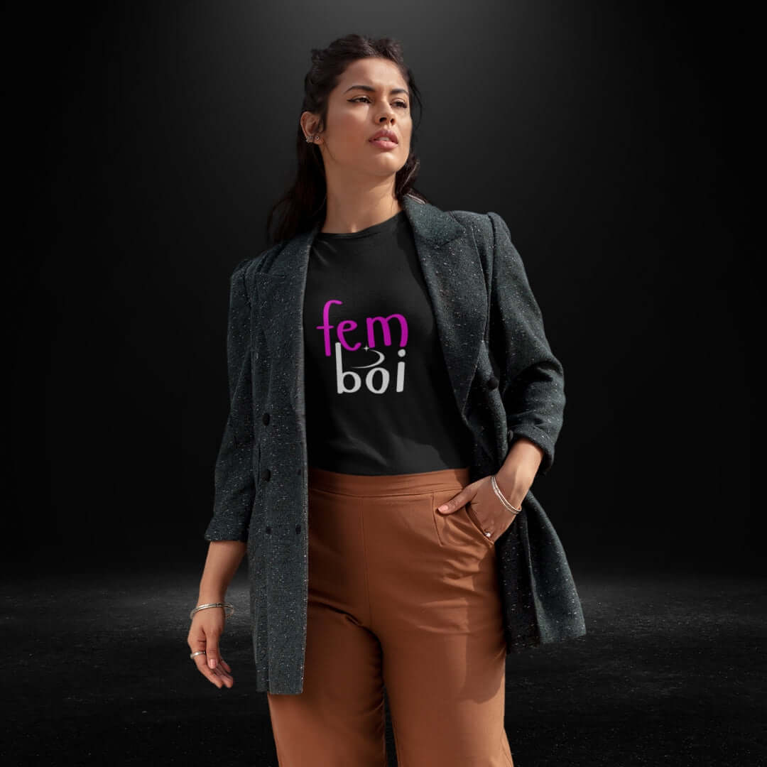 Fem Boi Black Tee - Bite Me Now