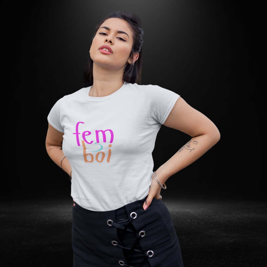 Fem Boi White Tee - Bite Me Now