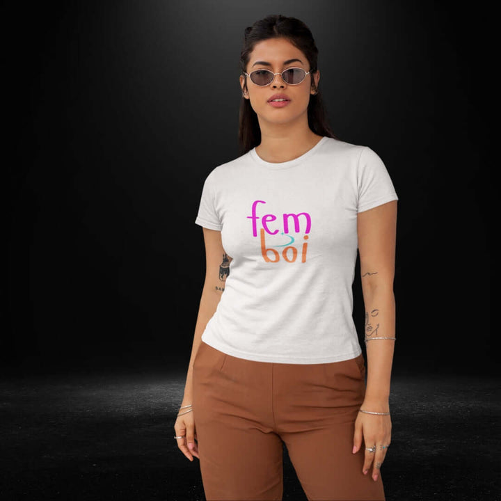 Fem Boi White Tee - Bite Me Now
