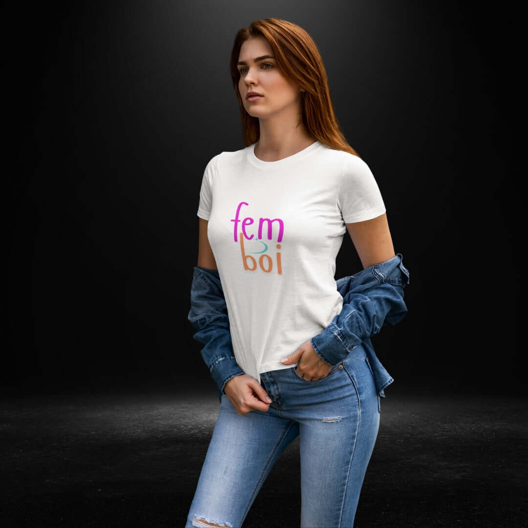 Fem Boi White Tee - Bite Me Now