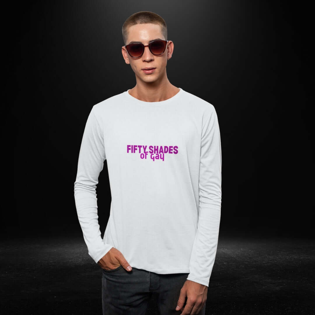 Fifty Shades of Gay White Long Sleeve Tee