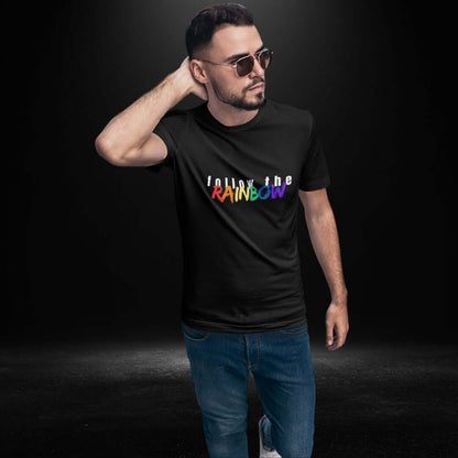 Follow The Rainbow Black Tee - Bite Me Now