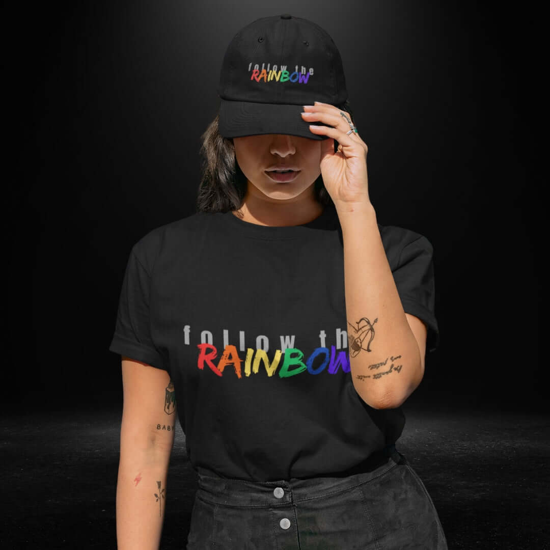 Follow The Rainbow Black Tee - Bite Me Now