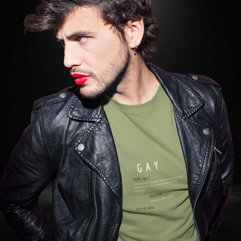 Gay Definitions Olive Tee - Bite Me Now