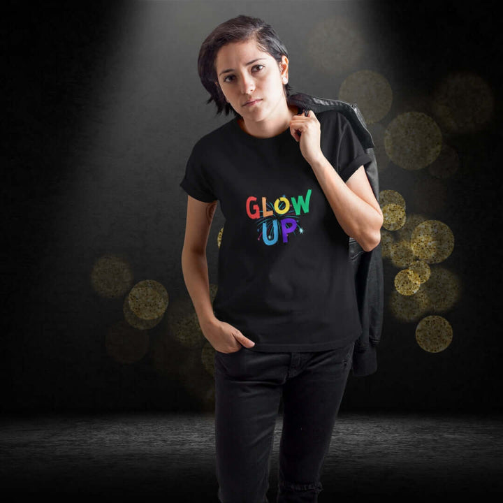 Glow Up Black Tee - Bite Me Now