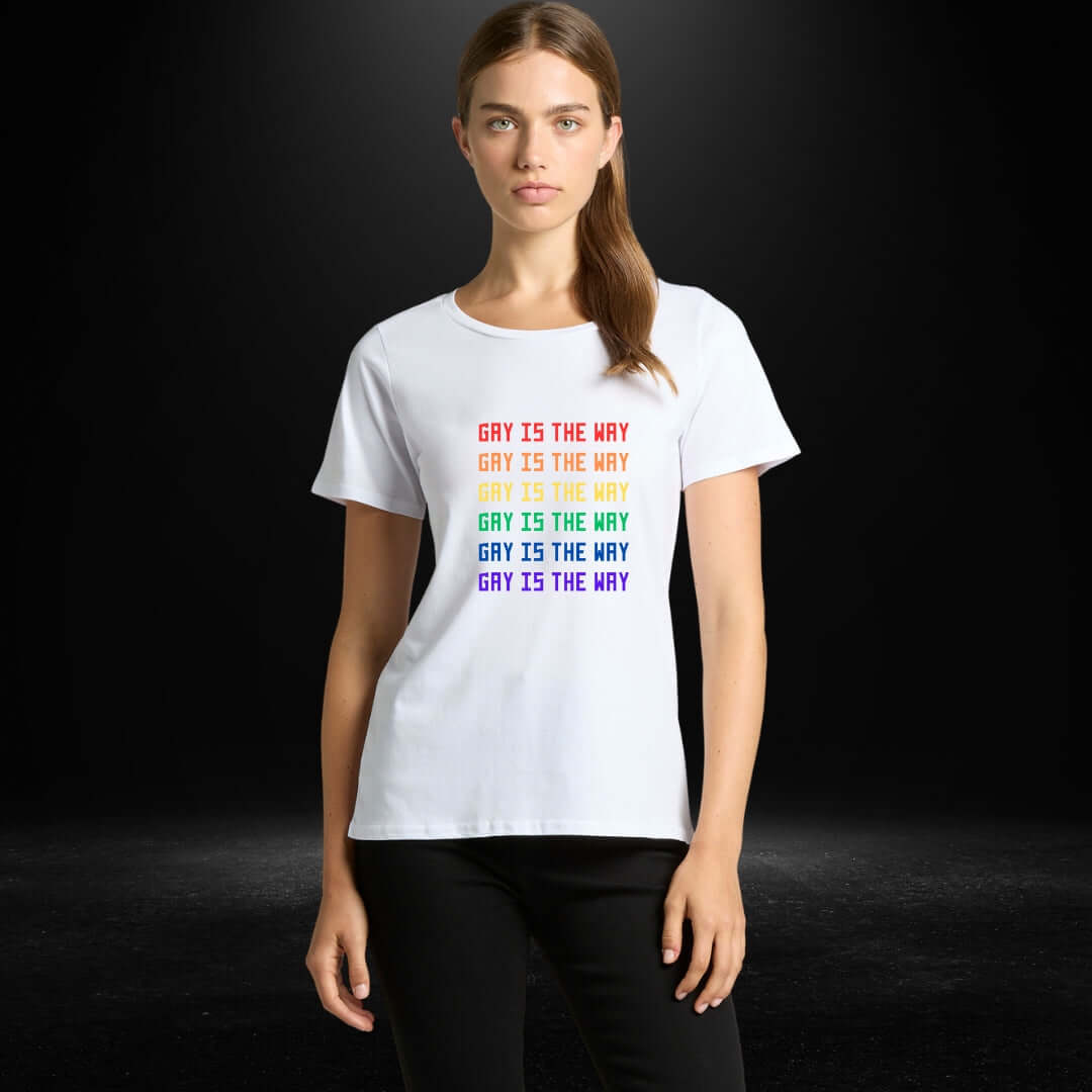 Gay is The Way White Scoop Neck Tee