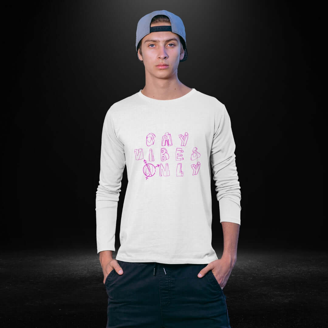 Gay Vibes Only White Long Sleeve Tee