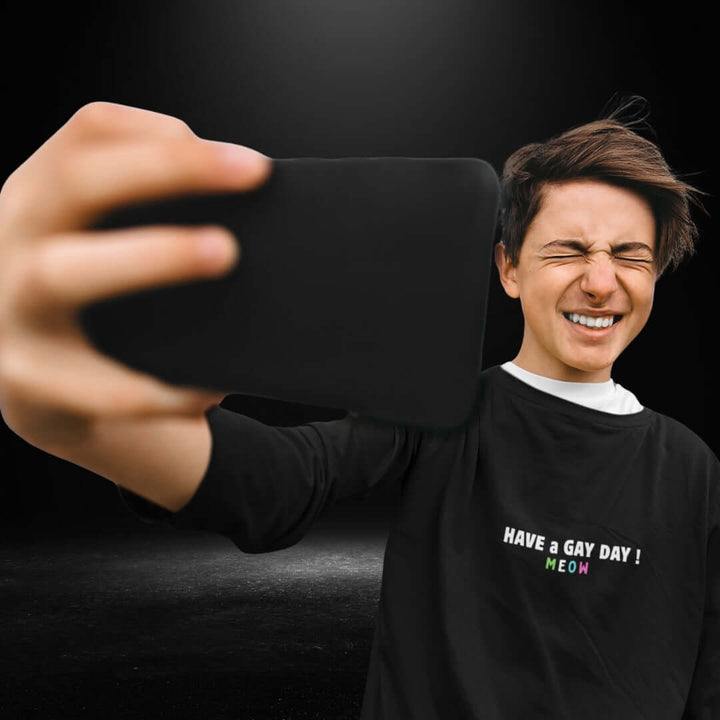Have A Gay Day - Meow - Black Long Sleeve Tee