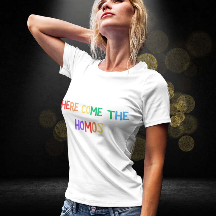 Here Come the Homos White Tee - Bite Me Now