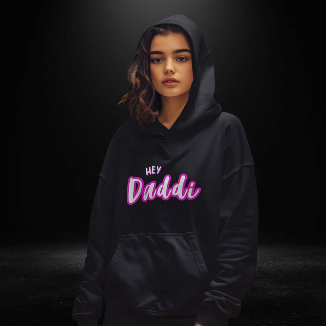 Hey Daddi Black Hoodie - Bite Me Now