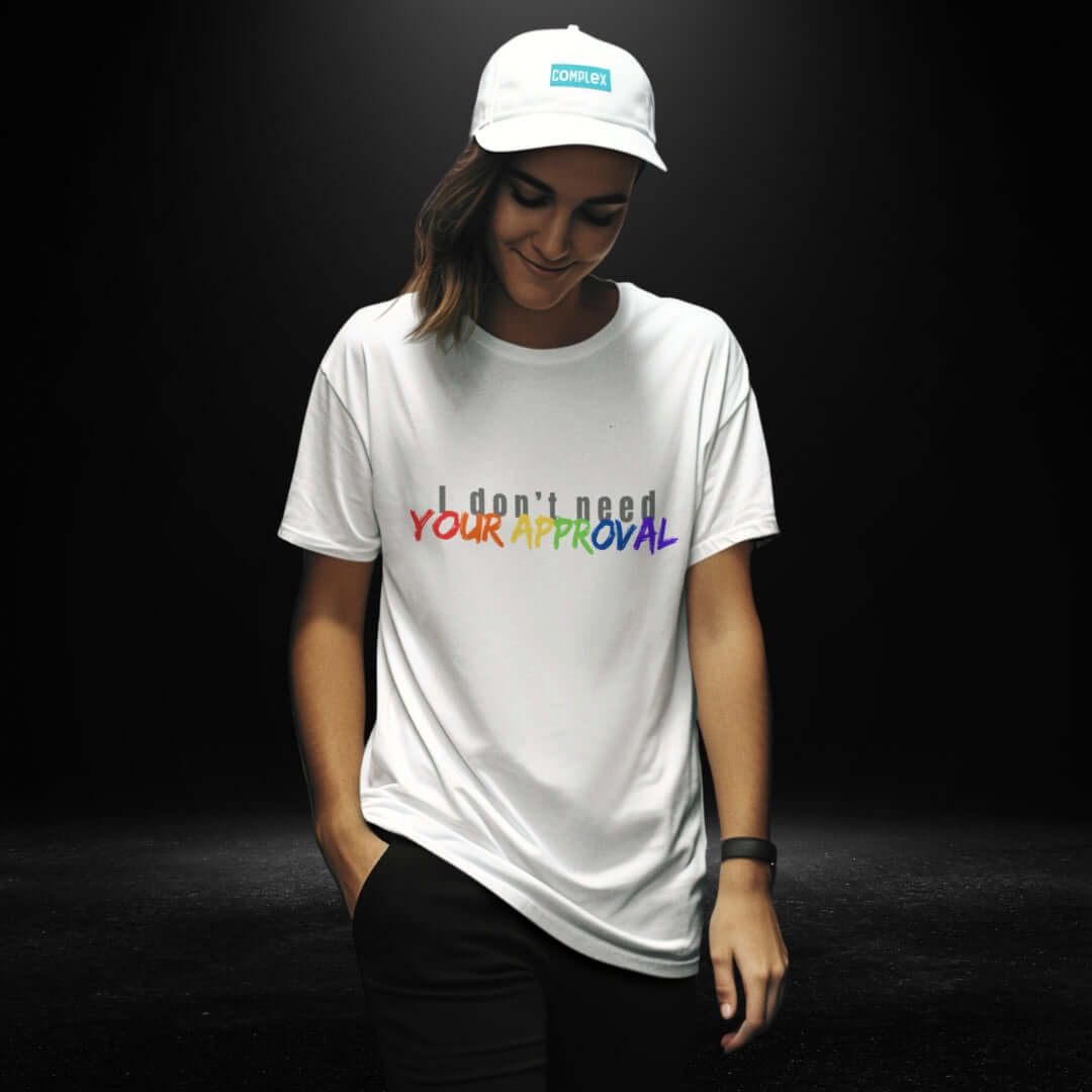 I Don't Need Your Approval White Tee - Bite Me Now