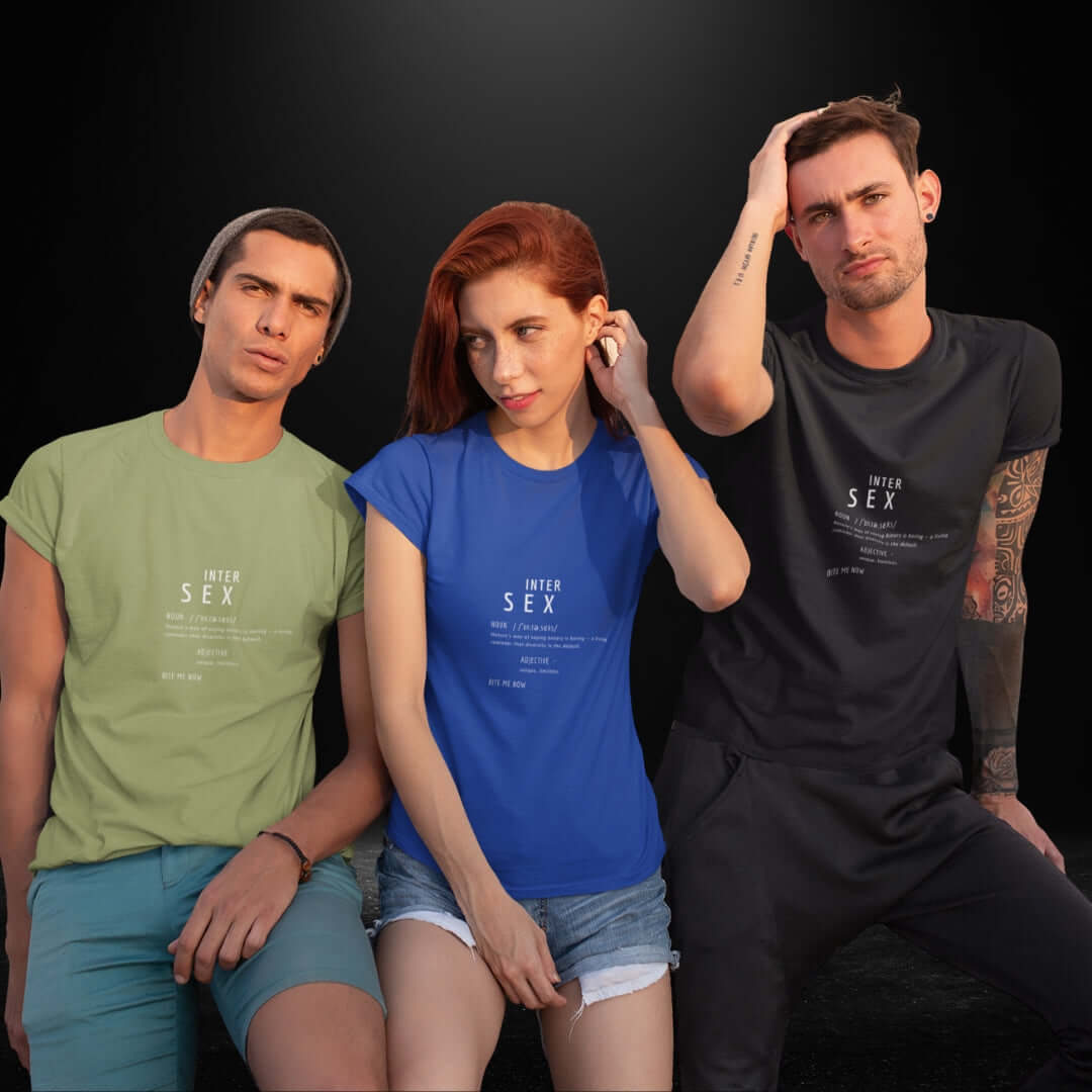 Intersex Definitions Olive, Blue & Black Tee - Bite Me Now