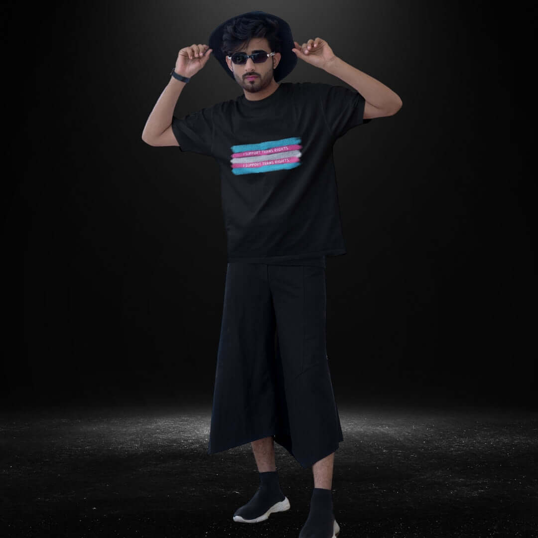 I Support Trans Rights Black Tee