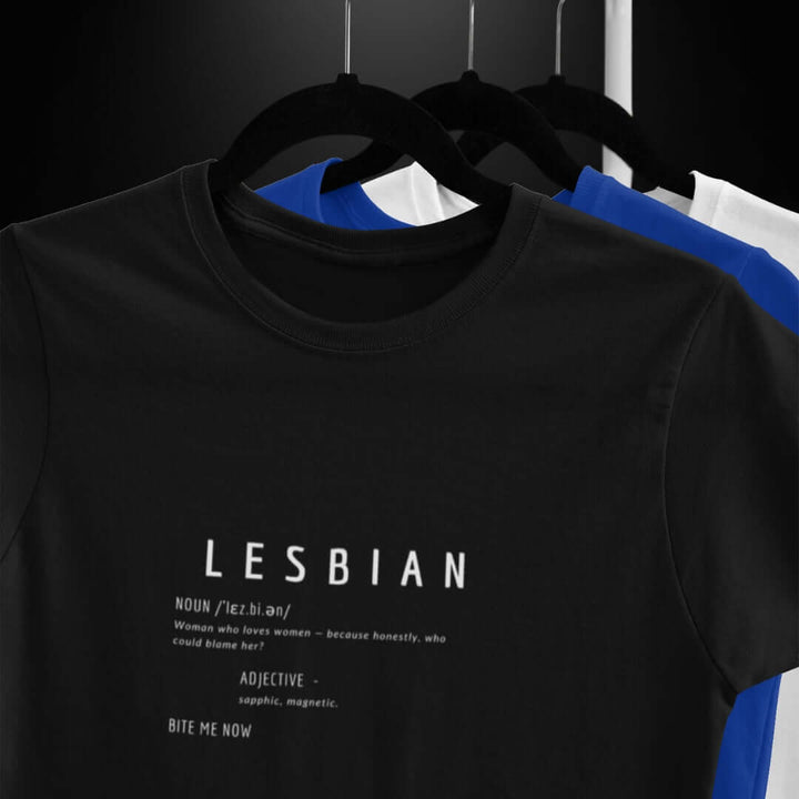 Lesbian Definitions Black Tee - Bite Me Now