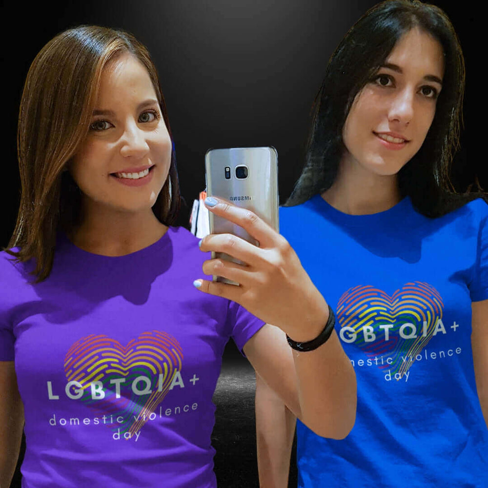 LGBTQIA+ Domestic Violence Day Blue & Purple Tee - Bite Me Now