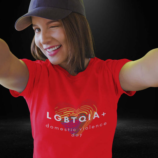 LGBTQIA+ Domestic Violence Day Red Tee - Bite Me Now