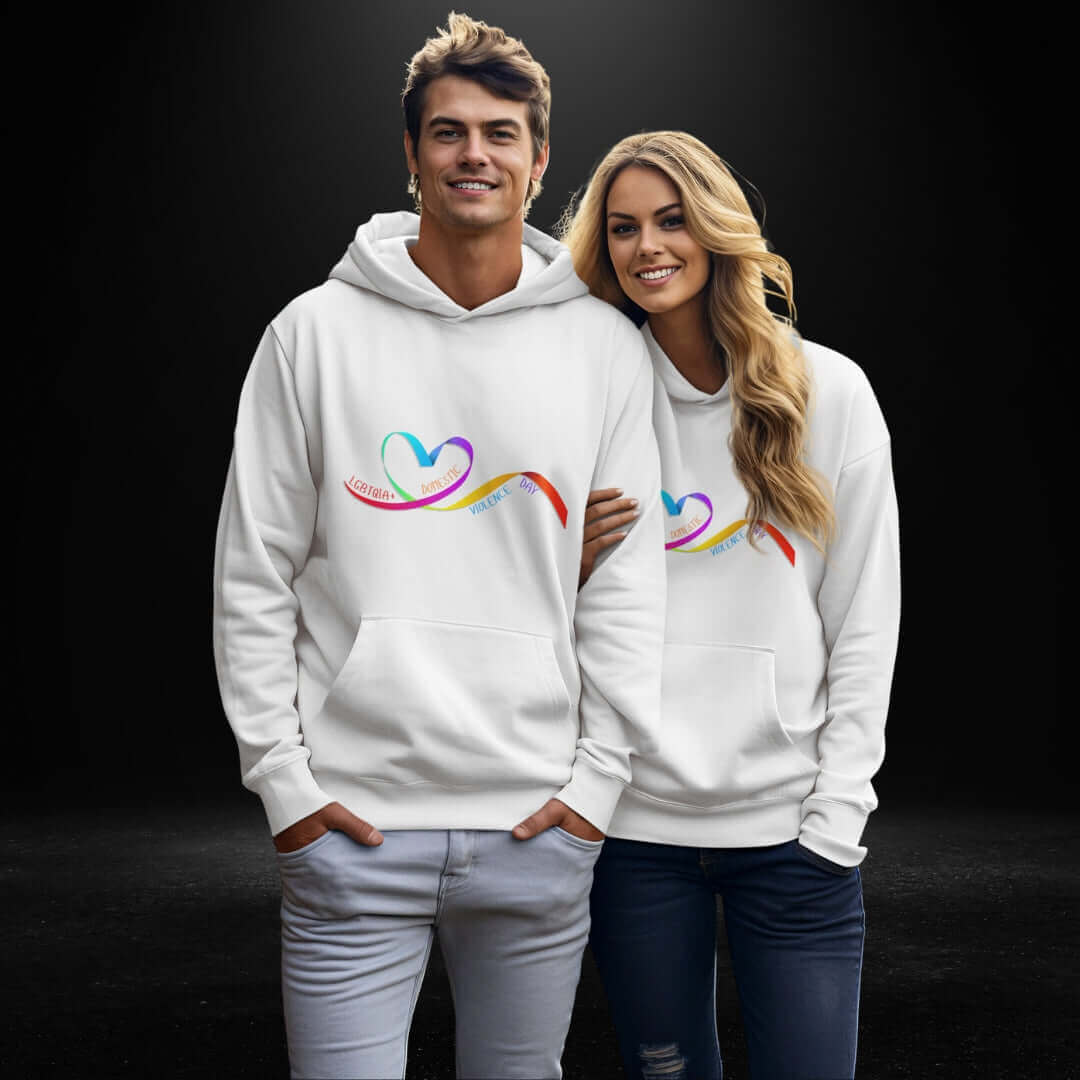 LGBTQIA+ Domestic Violence Day White Hoodie