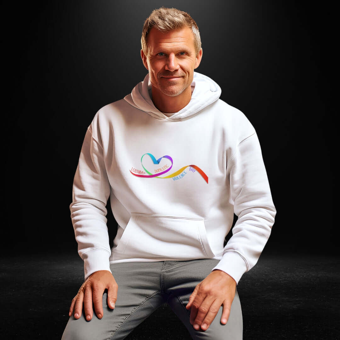 LGBTQIA+ Domestic Violence Day White Hoodie