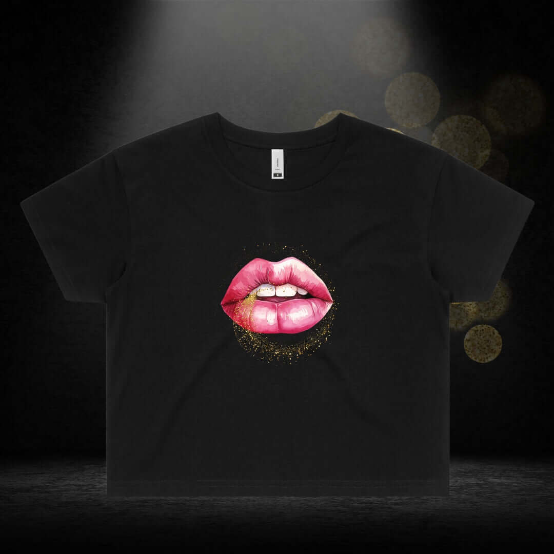 Lips Black Crop Top - Bite Me Now