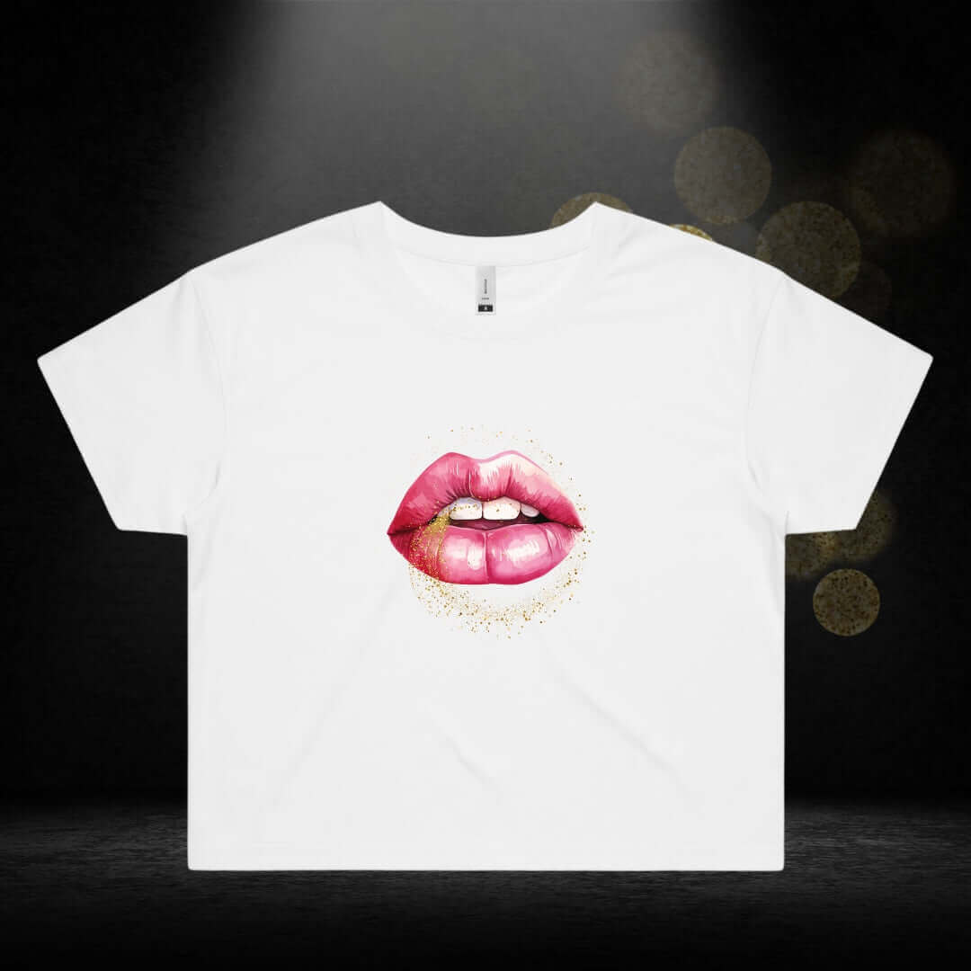 Lips White Crop Top - Bite Me Now