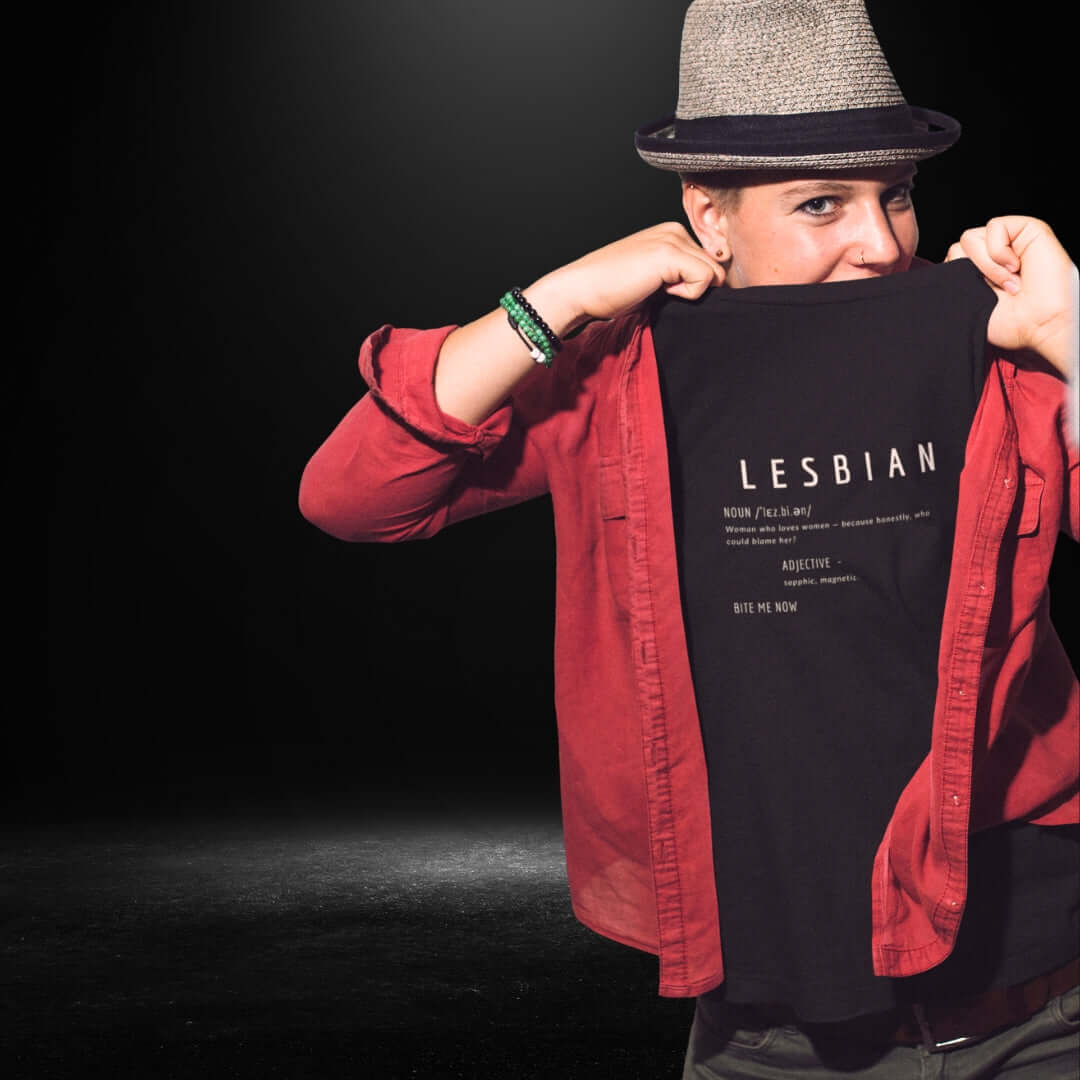Lesbian Definitions Black Tee - Bite Me Now